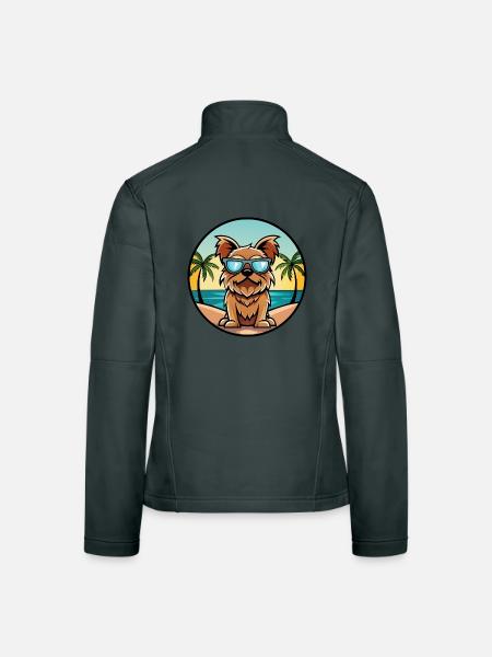 Brüsseler Griffon Hunderasse Cartoon Sonnenbrille Strand - Frauen Softshelljacke - Dunkelgrau - Hinten