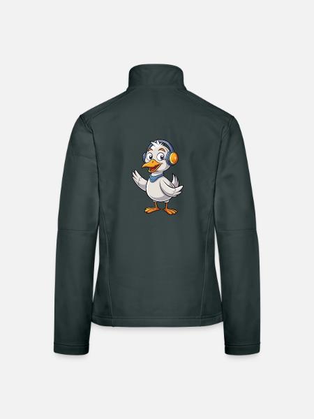 Goose Funny Cartoon Character Headphone Music - Women's Softshell Jacket - mouse grey - Back