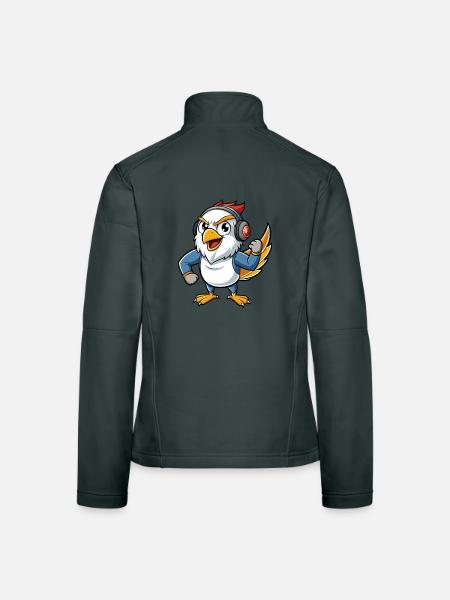 Falcon Funny Cartoon Character Musique de casque - Veste en tissu softshell Femme - gris foncé - Dos