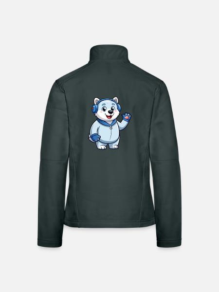 Ours polaire Funny Cartoon Character Casquette Musique - Veste en tissu softshell Femme - gris foncé - Dos