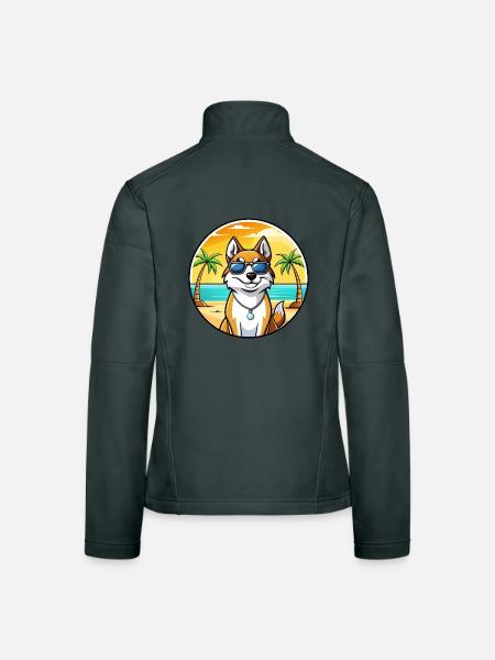 Westsibirische Laika-Hunderasse Cartoon-Sonnenbrille - Frauen Softshelljacke - Dunkelgrau - Hinten