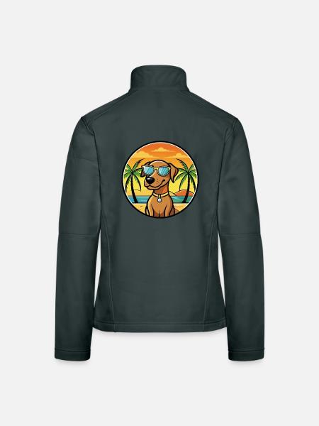 Vizsla Dog Breed Cartoon Sunglasses Beach - Women's Softshell Jacket - mouse grey - Back