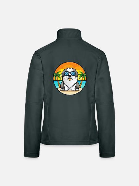 Pyrenäen-Mastiff-Hunderasse Cartoon-Sonnenbrille Strand - Frauen Softshelljacke - Dunkelgrau - Hinten
