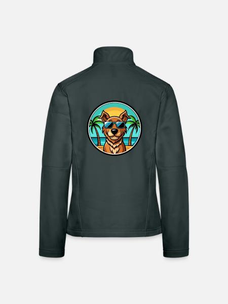 Pudelpointer Chien Race Dessin Animé Lunettes De Soleil Plage - Veste en tissu softshell Femme - gris foncé - Dos
