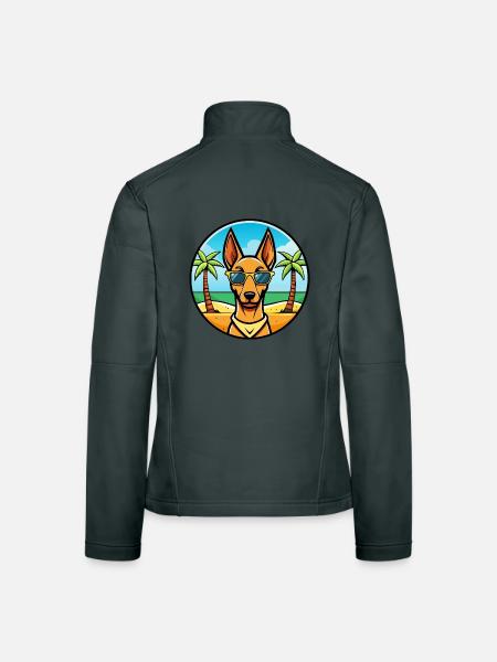 Pharao Hound Hund Rasse Cartoon Sonnenbrille Strand - Frauen Softshelljacke - Dunkelgrau - Hinten