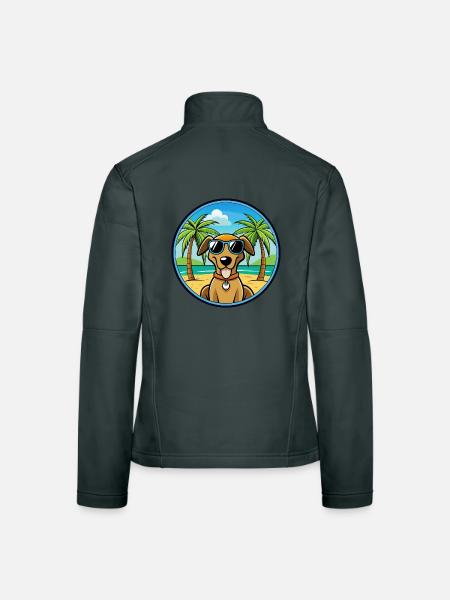 Polnische Jagdhunderasse Cartoon Sonnenbrille Strand - Frauen Softshelljacke - Dunkelgrau - Hinten