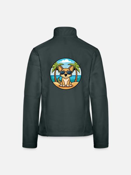 Owczarek Podhalanski Hunderasse Cartoon Sonnenbrille - Frauen Softshelljacke - Dunkelgrau - Hinten