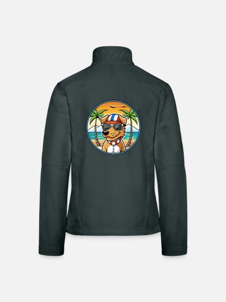 Norwegischer Windhund Dunker Hunderasse Cartoon Strand - Frauen Softshelljacke - Dunkelgrau - Hinten