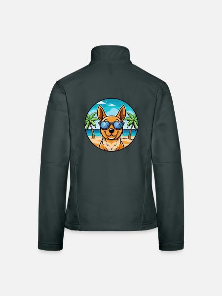 Lancashire Heeler Chien Race Dessin Animé Lunettes De Soleil Plage - Veste en tissu softshell Femme - gris foncé - Dos