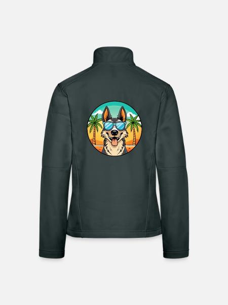 Nordamerikanischer Schäferhund Rasse Cartoon Beach - Frauen Softshelljacke - Dunkelgrau - Hinten