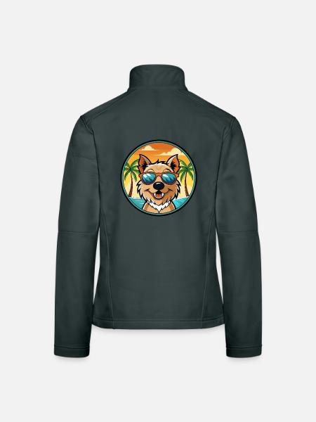 Lucas Terrier Hunderasse Cartoon Sonnenbrille Strand - Frauen Softshelljacke - Dunkelgrau - Hinten