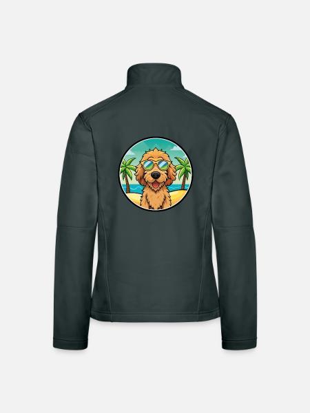 Labradoodle Hunderasse Cartoon Sonnenbrille Strand - Frauen Softshelljacke - Dunkelgrau - Hinten