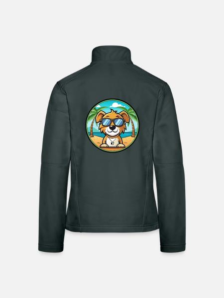 Kyi Leo Chien Race Dessin Animé Lunettes De Soleil Plage - Veste en tissu softshell Femme - gris foncé - Dos