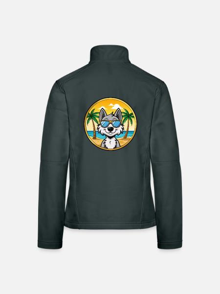 Kunming Wolfdog Rasse Cartoon Sonnenbrille Strand - Frauen Softshelljacke - Dunkelgrau - Hinten
