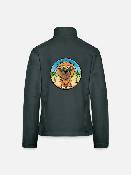 Griffon Fauve De Bretagne Race De Chien Dessin Animé Plage - Veste en tissu softshell Femme - gris foncé - Dos