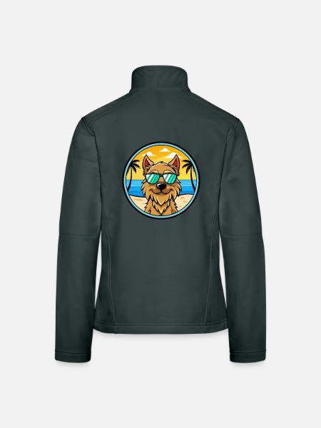 Griffon Nivernais Hunderasse Cartoon Sonnenbrille Strand - Frauen Softshelljacke - Dunkelgrau - Hinten