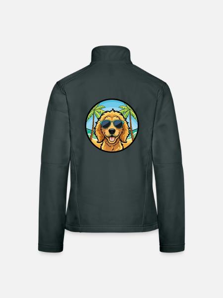 Goldendoodle Hunderasse Cartoon Sonnenbrille Strand - Frauen Softshelljacke - Dunkelgrau