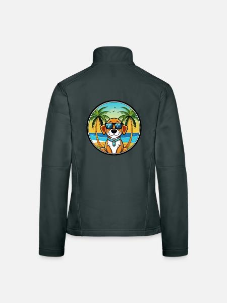 Lunettes de soleil de dessin animé de race de chien de Bretagne française plage - Veste en tissu softshell Femme - gris foncé - Dos