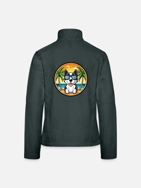 Cierny Sery Dog Breed Cartoon Sunglasses Beach - Women's Softshell Jacket - mouse grey - Back