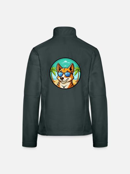 Carolina Hunderasse Cartoon Sonnenbrille Strand - Frauen Softshelljacke - Dunkelgrau - Hinten