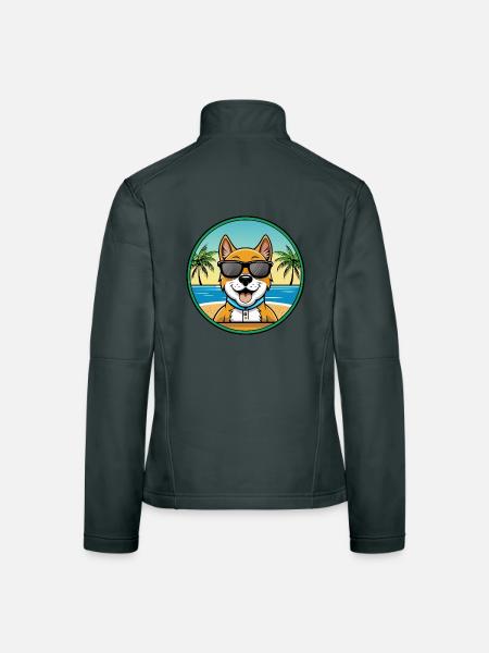 Cao Da Serra De Aires Lunettes de soleil de dessin animé de race de chien - Veste en tissu softshell Femme - gris foncé - Dos