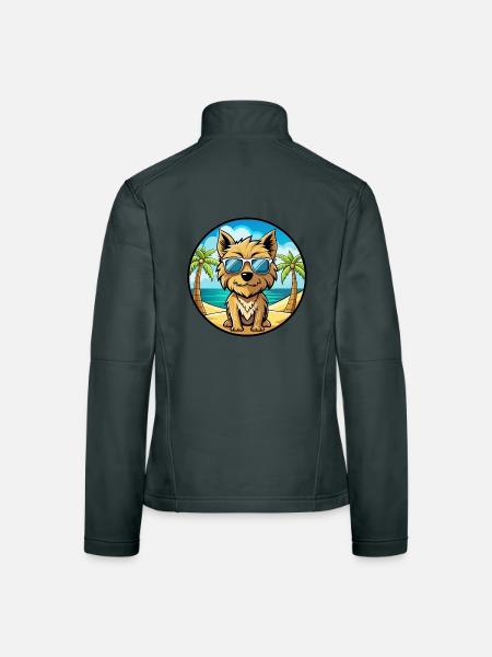 Cairn Terrier Chien Race Dessin Animé Lunettes De Soleil Plage - Veste en tissu softshell Femme - gris foncé - Dos