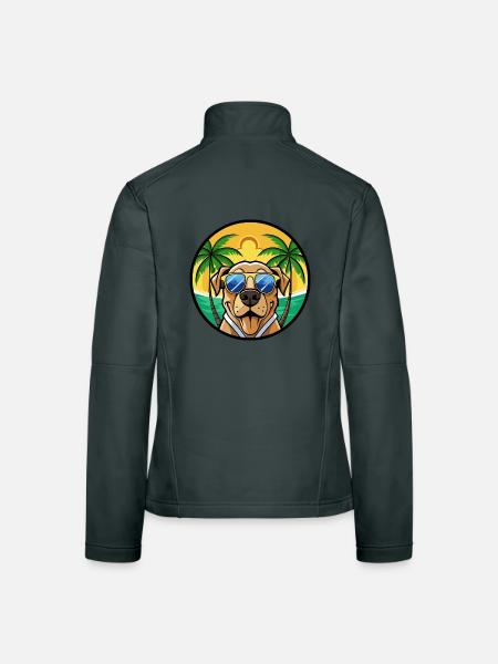 Brasilianische Dogge Hunderasse Cartoon Sonnenbrille Strand - Frauen Softshelljacke - Dunkelgrau - Hinten