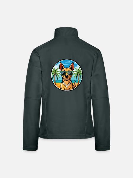 Andalusischer Windhund Rasse Cartoon Sonnenbrille Strand - Frauen Softshelljacke - Dunkelgrau - Hinten