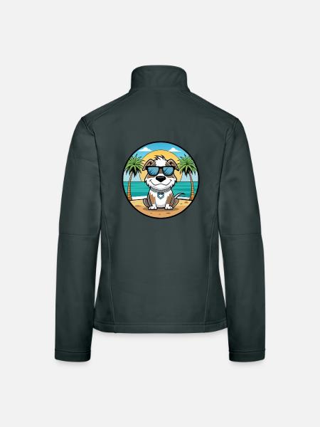 Argentino Chien Race Dessin Animé Lunettes De Soleil Plage - Veste en tissu softshell Femme - gris foncé - Dos