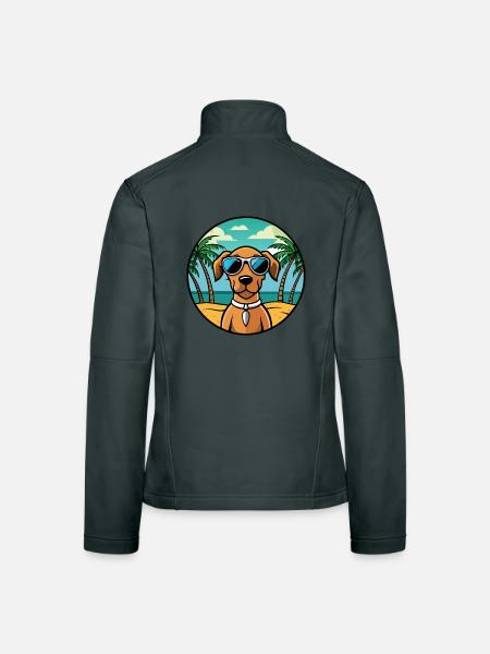 Vizsla Dog Breed Cartoon Sunglasses Beach - Women's Softshell Jacket - mouse grey - Back