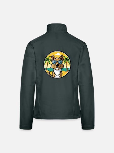 Tiroler Bracke Hunderasse Cartoon Sonnenbrille Strand - Frauen Softshelljacke - Dunkelgrau - Hinten
