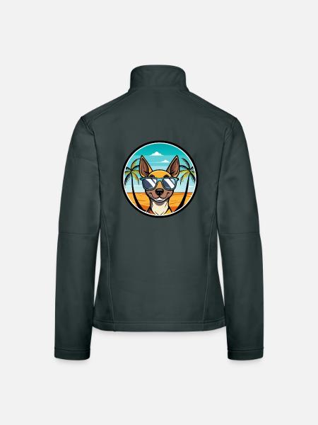 Spielzeug Manchester Terrier Hunderasse Cartoon Strand - Frauen Softshelljacke - Dunkelgrau - Hinten