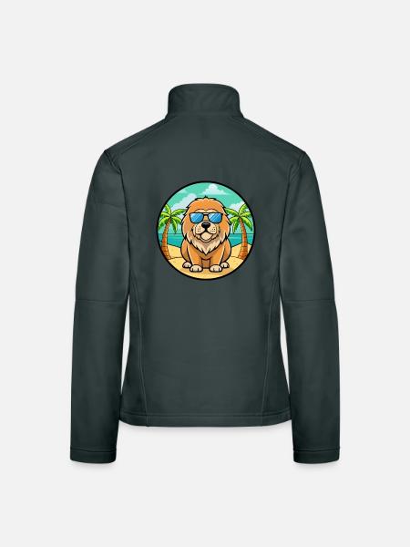 Tibetische Dogge Hunderasse Cartoon Sonnenbrille Strand - Frauen Softshelljacke - Dunkelgrau - Hinten