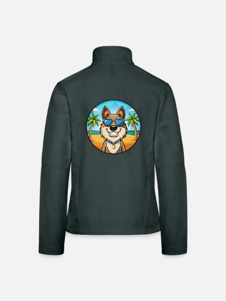 Romanian Sheepdog Breed Cartoon Sunglasses Beach - Women's Softshell Jacket - mouse grey - Back