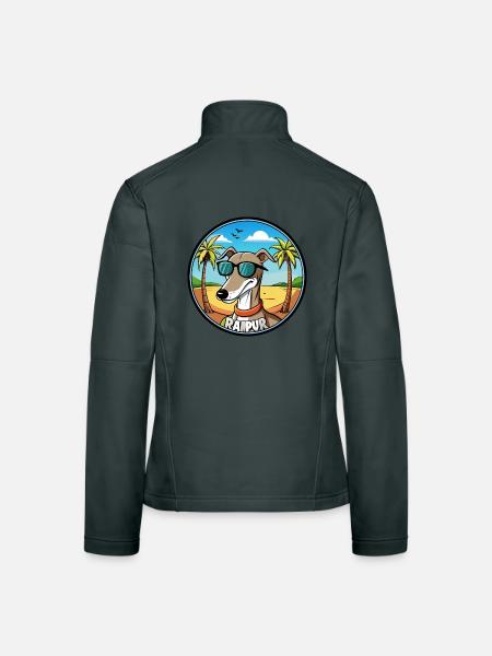 Rampur Greyhound Chien Race Dessin Animé Lunettes De Soleil Plage - Veste en tissu softshell Femme - gris foncé - Dos