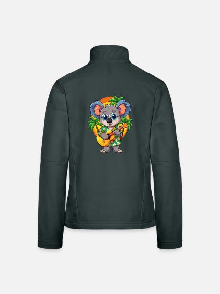 Funny Koala Cartoon Summer Beach Sunglasses Guitar - Women's Softshell Jacket - mouse grey - Back