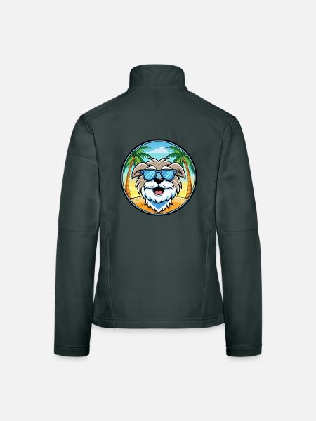 Malteser Hund Rasse Cartoon Sonnenbrille Strand - Frauen Softshelljacke - Dunkelgrau - Hinten