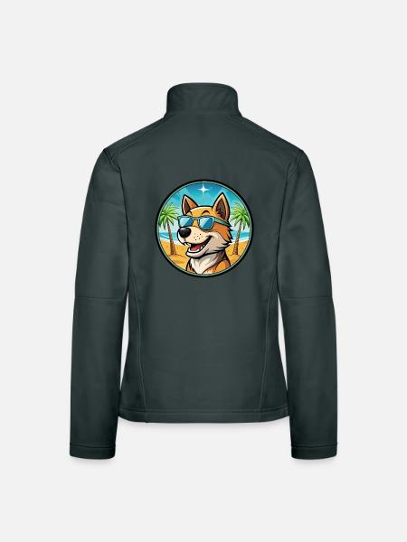 Lucas Terrier Hunderasse Cartoon Sonnenbrille Strand - Frauen Softshelljacke - Dunkelgrau - Hinten