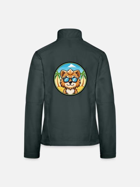 Lowchen Little Lion Dog Breed Cartoon Sunglasses - Women's Softshell Jacket - mouse grey - Back