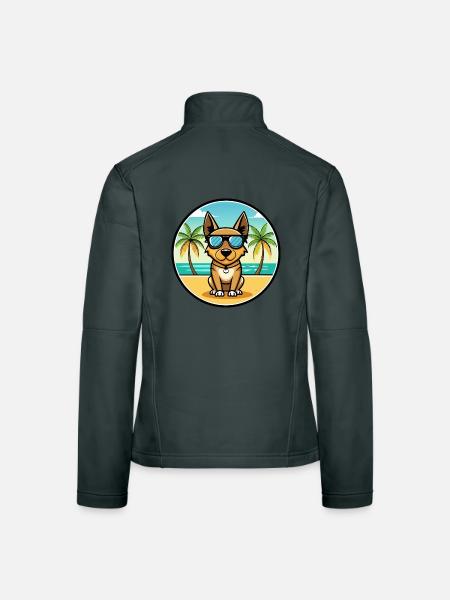 Lancashire Heeler Hunderasse Cartoon Sonnenbrille Strand - Frauen Softshelljacke - Dunkelgrau - Hinten