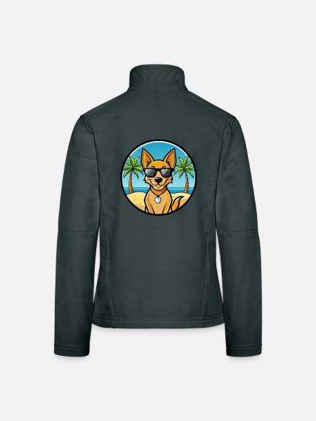 Dingo Hund Rasse Cartoon Sonnenbrille Strand - Frauen Softshelljacke - Dunkelgrau - Hinten