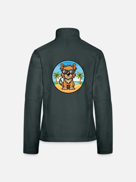Belgische Griffon Hunderasse Cartoon Sonnenbrille Strand - Frauen Softshelljacke - Dunkelgrau - Hinten