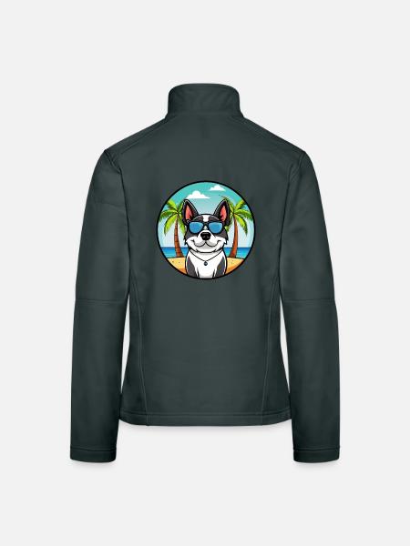 Cierny Sery Dog Breed Cartoon Sunglasses Beach - Women's Softshell Jacket - mouse grey - Back