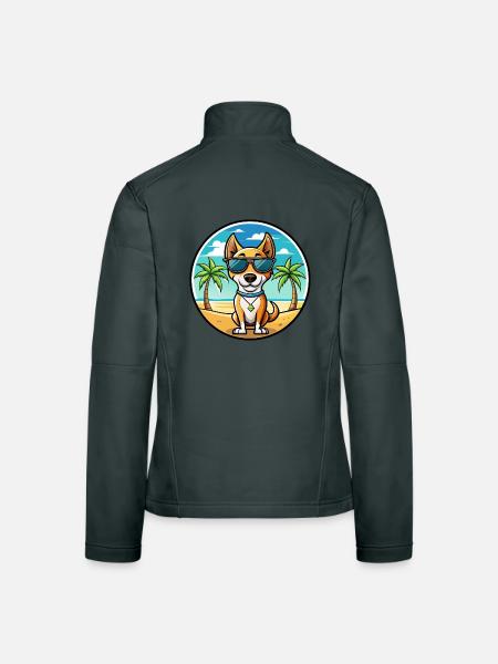 Brasilianischer Terrier Hunderasse Cartoon Sonnenbrille Strand - Frauen Softshelljacke - Dunkelgrau - Hinten