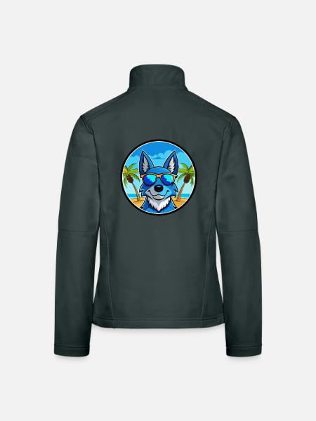 Blue Heeler Hunderasse Cartoon Sonnenbrille Strand - Frauen Softshelljacke - Dunkelgrau - Hinten