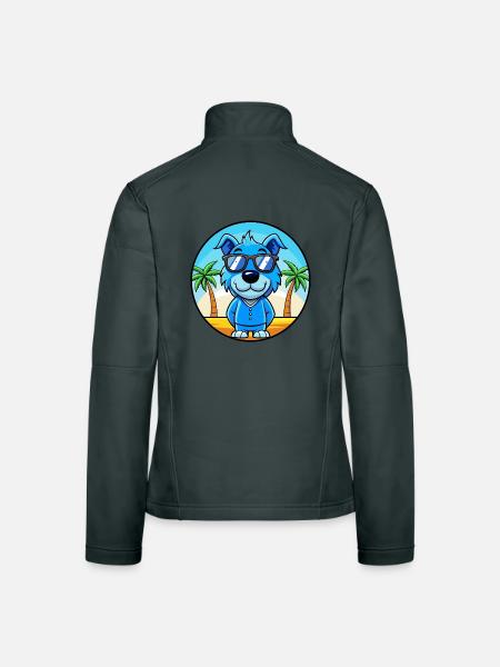 Blauer Paul Terrier Hund Rasse Cartoon Sonnenbrille Strand - Frauen Softshelljacke - Dunkelgrau - Hinten