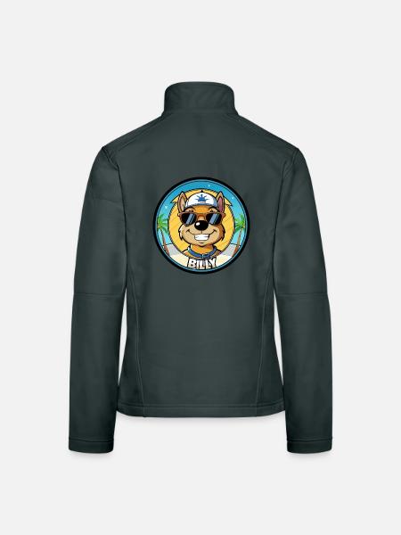 Billy Hunderasse Cartoon Sonnenbrille Strand - Frauen Softshelljacke - Dunkelgrau - Hinten