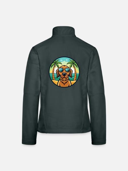 Bloodhound Hund Rasse Cartoon Sonnenbrille Strand - Frauen Softshelljacke - Dunkelgrau - Hinten