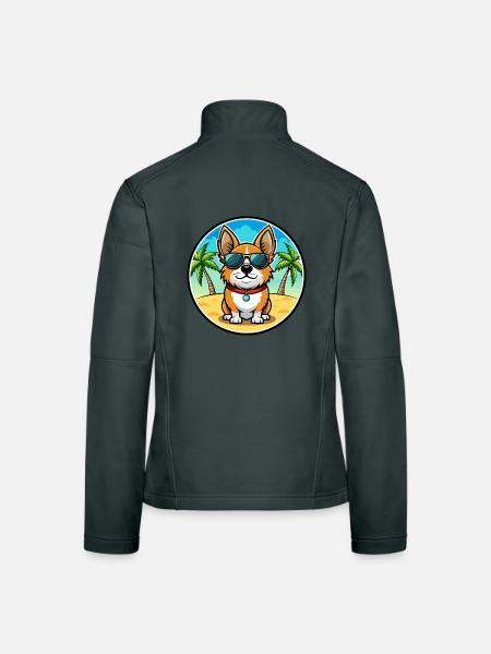 Österreichische Brandlbracke Hunderasse Cartoon Sonnenbrille - Frauen Softshelljacke - Dunkelgrau - Hinten