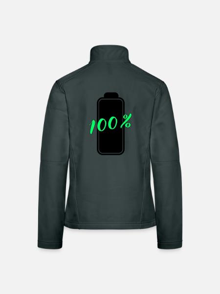 Batterie hat 100% volle Energie - Frauen Softshelljacke - Dunkelgrau - Hinten